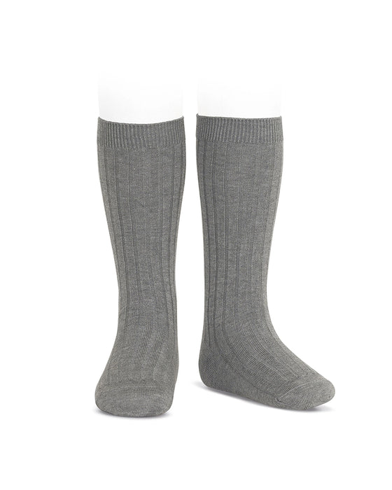 Rib Knee High Sock Gris Claro Size 4