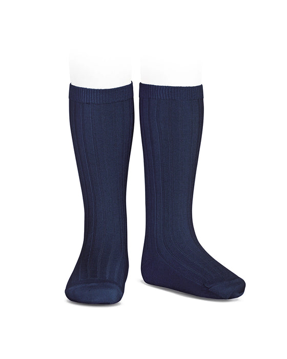 Rib Knee High Sock Navy Size 4