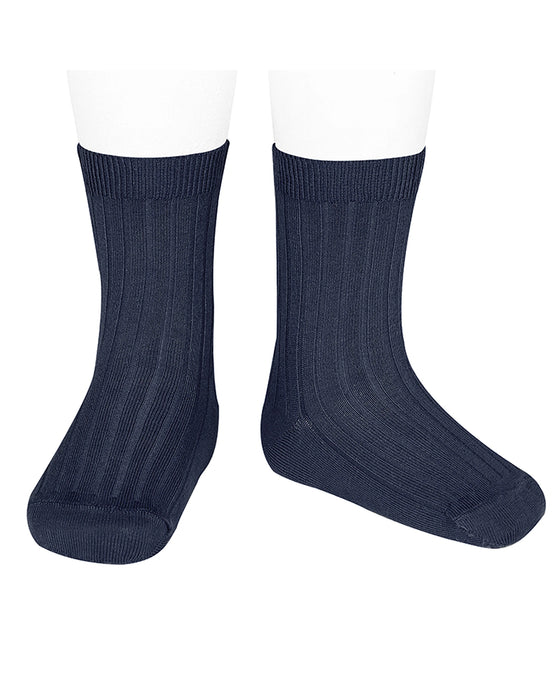 Rib Short Sock Navy Size 0