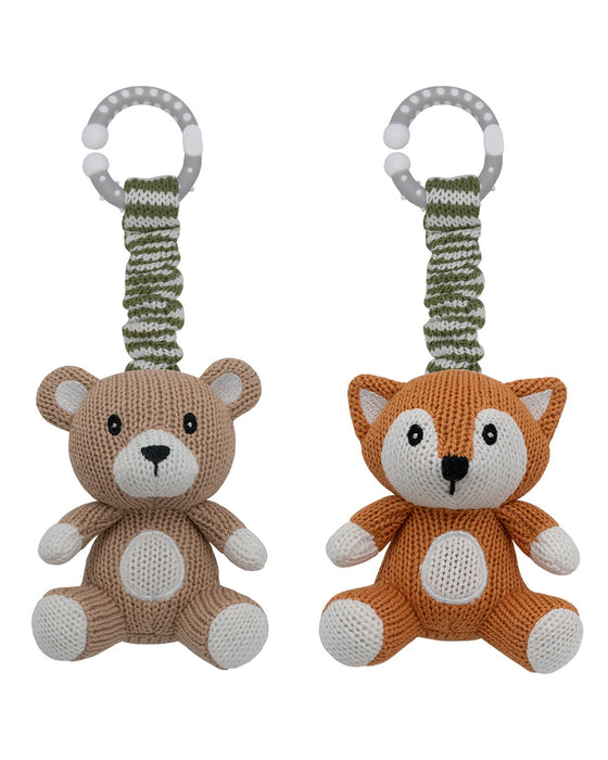 2 Pack Stroller Toy - Bear and Fox