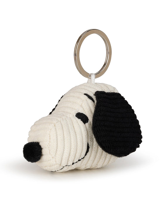 Snoopy Head Corduroy Cream Keychain 4.5cm
