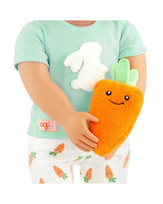 Our Generation Bunny Printed Pajama with Carrot Plush Outfit