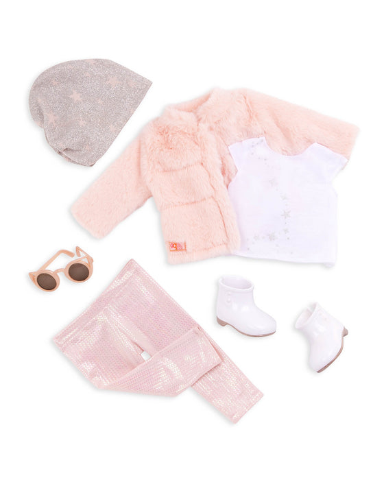 Our Generation Deluxe Pink Fur Coat Outfit