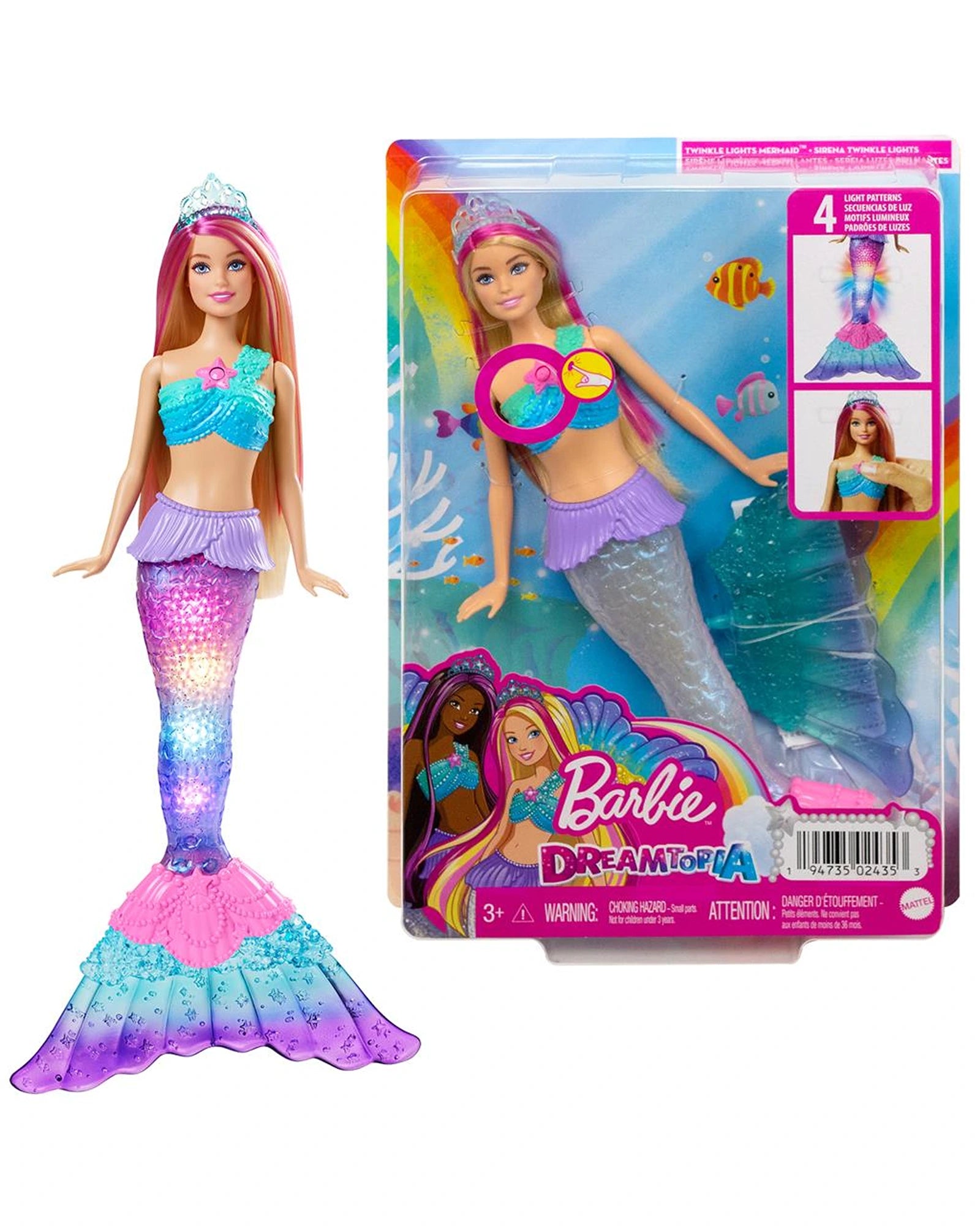 Barbie mermaid 2024 lights doll