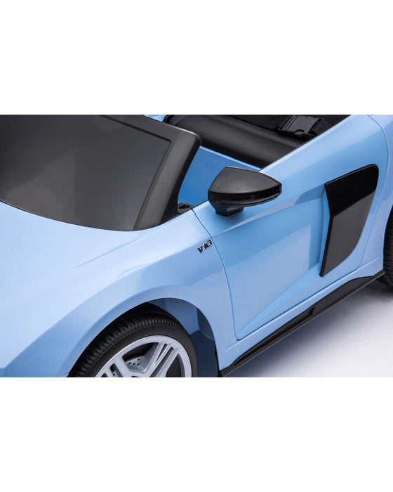 Kidstuff Audi R8 Spyder Ride-Light Blue With RC/Pedal Switch