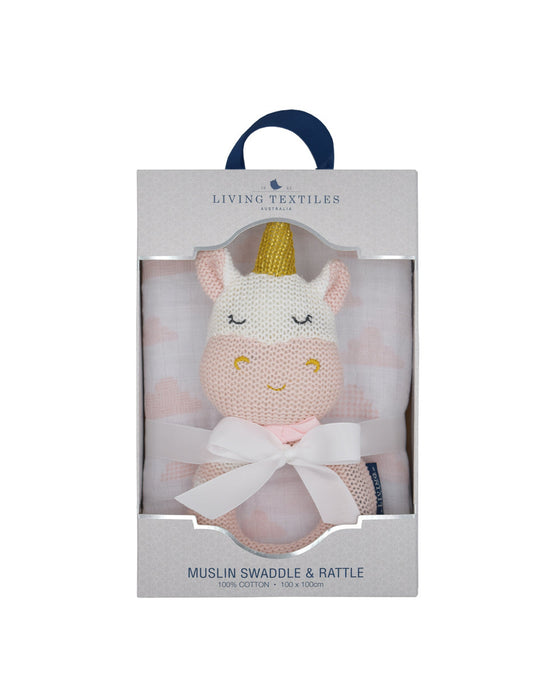 Muslin Swaddle and Rattle UnicornClouds